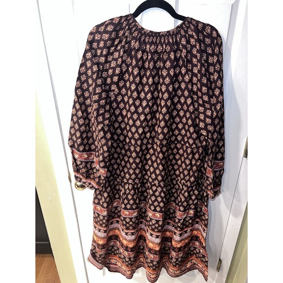 Old Navy Dress Womens 2X Brown Long Sleeve Maxi Floral Tiered Cottagecore New - Picture 5 of 12